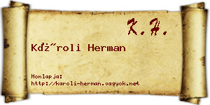 Károli Herman névjegykártya
